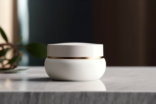 Spa-like indulgence: Create a spa-like experience with the white cream jar, adding a touch of luxury to your skincare routine. Generative AI