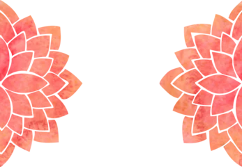 Gordijnen Mandala Template with symmetrically arranged decorative elements - silhouettes of red stylized lotus  flowers, oriental floral mandala for background decoration and design of cards  © Marina Demidova