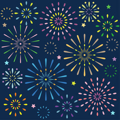 夜空に打ちあがる花火の壁紙　正方形バージョン