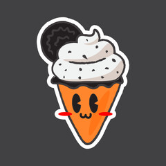 Cute Hand Drawn Cookies And Cream Ice Cream Character Vector Illustration
