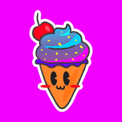 Cute Hand Drawn Rainbow Ice Cream Character Vector Illustration