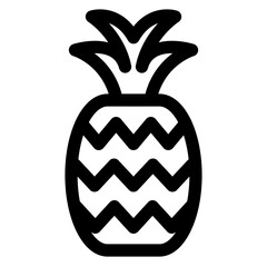 夏、パイナップルを表すラインスタイルのアイコン