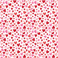 Hearts pattern vector illustration on white background. Heart pattern design. Seamless colorful hearts pattern