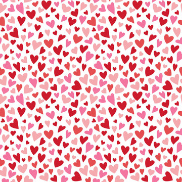 Hearts pattern vector illustration on white background. Heart pattern design. Seamless colorful hearts pattern