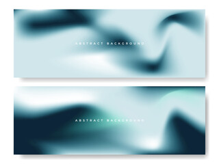 Bright blue green color holographic vector backgrounds set. Abstract sea wave color liquid gradient creative banners collection. Blurred soft blend cyan colour gradation minimalist backgrounds.