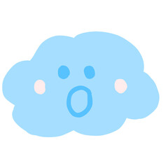 Fototapeta na wymiar Cute Doodle Cloud with Face Expression