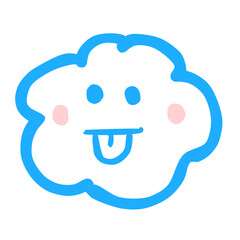 Cute Doodle Cloud with Face Expression