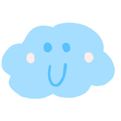 Cute Doodle Cloud with Face Expression