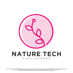 Nature tech logo design with unique oncept Premium Vector