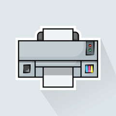 Illustration Vector of White Printer in Flat Design