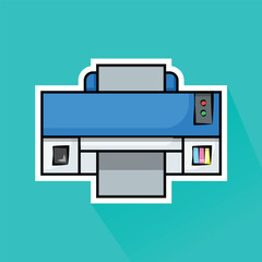 Illustration Vector of Blue Printer in Flat Design