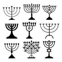 Hanukkah candle holder set silhouette stencil templates