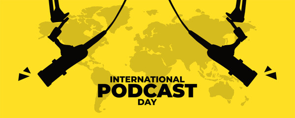 International Podcast Day on 30 September Banner Background. Horizontal Banner Template Design. Vector Illustration