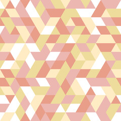 Geometric vector pattern with pink, yellow and white triangles. Geometric modern ornament. Seamless abstract background