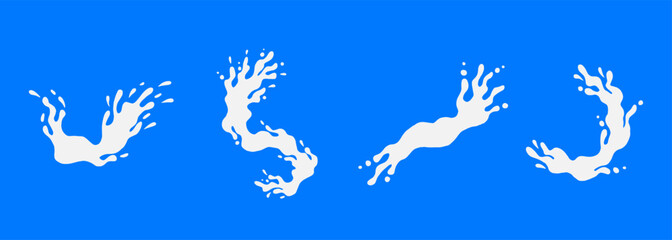 Collection of dairy and milk product logo, Splash of milk for fresh drinks and food labels, Milk labels vector set