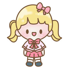 Cute kawaii student girl back to school cartoon