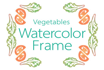 おしゃれな野菜の水彩風イラスト・フレーム。ベクター素材だからデザインに使いやすい。
