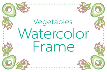 おしゃれな野菜の水彩風イラスト・フレーム。ベクター素材だからデザインに使いやすい。