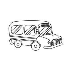 school bus outline, coloring book.
