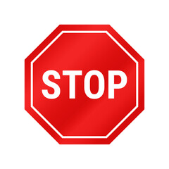 Stop Sign In Red Gradient Color And Octagonal Shape With White Line
