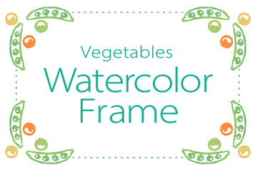 おしゃれな野菜の水彩風イラスト・フレーム。ベクター素材だからデザインに使いやすい。