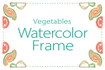 おしゃれな野菜の水彩風イラスト・フレーム。ベクター素材だからデザインに使いやすい。