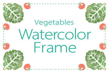 おしゃれな野菜の水彩風イラスト・フレーム。ベクター素材だからデザインに使いやすい。