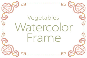 おしゃれな野菜の水彩風イラスト・フレーム。ベクター素材だからデザインに使いやすい。