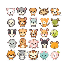 set of toy animal doll, baby monster cute doll sticker
