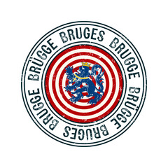 Bruges city grunge rubber stamp