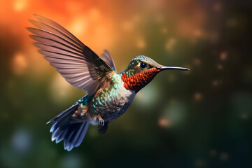 Fototapeta premium Vibrant Wings of a Hummingbird - Generative AI
