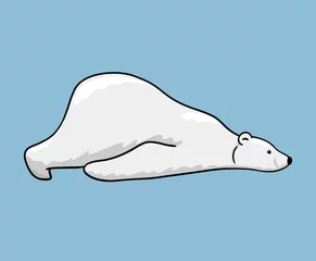 Zelfklevend Fotobehang Funny polar bear is lying. Vector flat cartoon illustration isolated. The North animal. © Elena