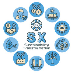 SX(Sustainability Transformation)　丸フレームロゴ
