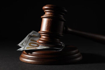 Concept of Auction, composition with wooden hammer