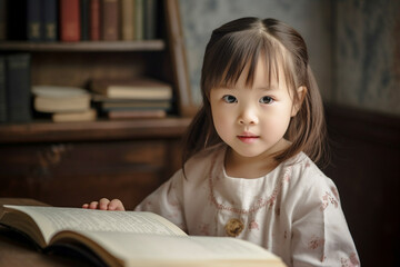 本を読む女の子　AI生成画像　ジェネレーティブAI