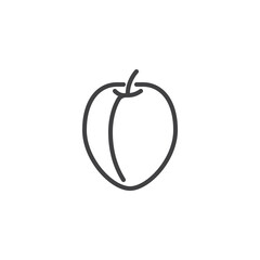 Plum fruit line icon