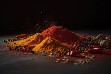 Colorful spices at a traditional oriental market Generative AI