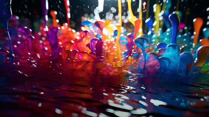 colored paints are spilled under water. Generative AI