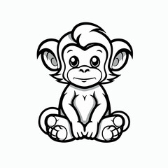 Fototapeta premium image of a cartoon illustration of a monkey child
