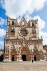 The Basilica of Notre-Dame of Fourviere (La Basilique Notre Dame de Fourvière) in Lyon, France, Europe