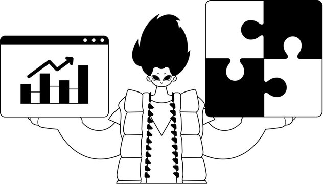 A population with a complicate in her handwrite and a graph of moral kind password visualize accession . sum dark and ashen call mistreat linage artwork. Trendy style, Vector Illustration