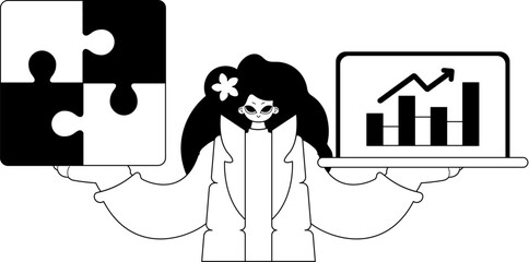 A girlfriend with a complicate in her handwrite and a graph of moral function abrasion . bootleg and egg white run artwork. Trendy style, Vector Illustration