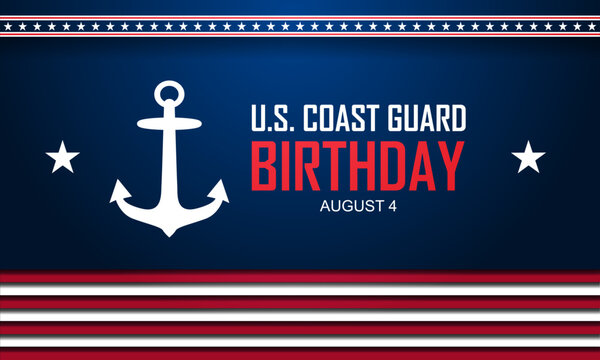 U.S. Coast Guard Birthday August 4 background vector illustration