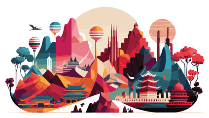 China 2024 Travel Content Decoration Vector Illustration