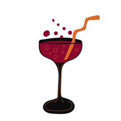 red cocktail for halloween martini eyeball decoration scary. Vector illustration. Flat style