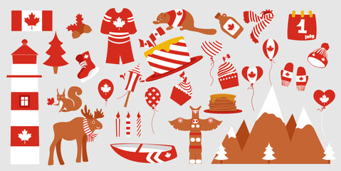 Canada sign and symbol, Info-graphic elements flat icons set. vector set