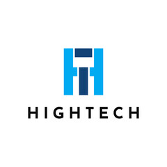 High Tech Initials TH HT Simple Letter Minimalist Logo Design