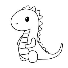 Cute dinosaur line for coloring