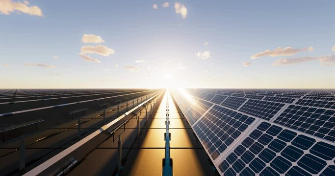 3d rendering of floating solar or floating photovoltaics. May called floatovoltaics, solar farm, power station or solar power plant. Row panel and pontoon on water. Clean and green power energy.