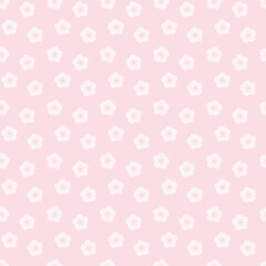 和風の花柄の壁紙 シームレスパターン 梅の花のデザイン ピンク
